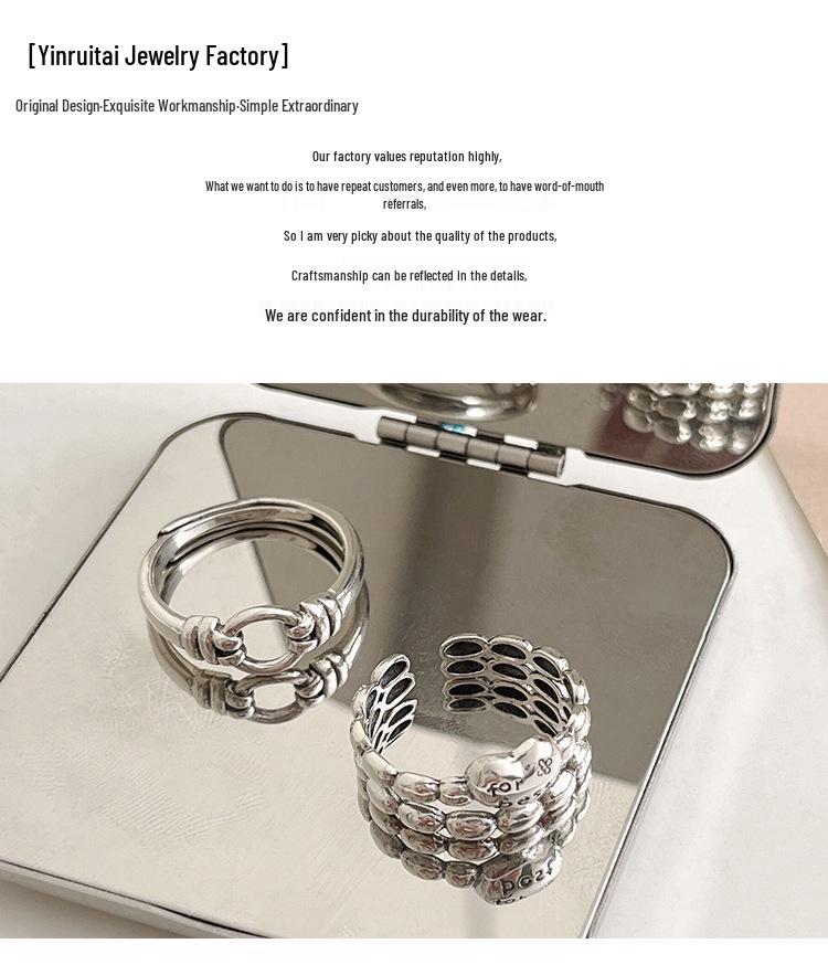 925 Sterling Silver Double-Layer Heart Open Ring for Women, Japanese & Korean Design, Light Luxury, High-End
