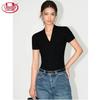 Langsha Women's V-Neck Slim Fit Short Sleeve T-Shirt