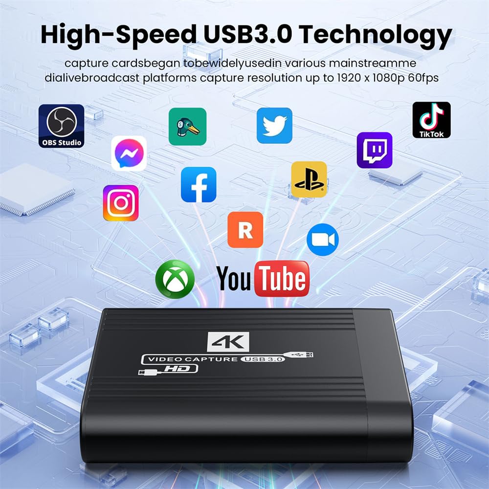 NFHK HDMI Capture Card 4K Video Live Streaming USB Data Camera Game Set-Top Box Recording Computer DVD