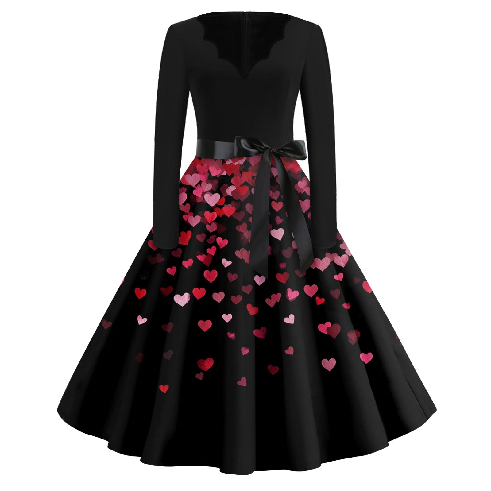 

Принтоване расклешенное плаття для жінок, плаття з довгим рукавом, ажурне, для вечірки, повсякденне XXL