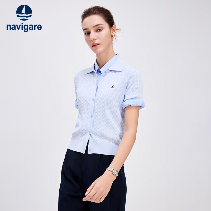 Navigare Women's Polo Short Sleeve Knit Cardigan