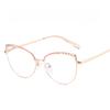 Senior Cat Eye Metal Glasses Women Men Rhinestone Metal Frame Computer Eye Protection Anti Blue Light Eyeglasses