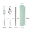 Portable Stainless Steel Cutlery Set: Fork, Spoon & Chopsticks - Ideal for Students & Outdoor Use