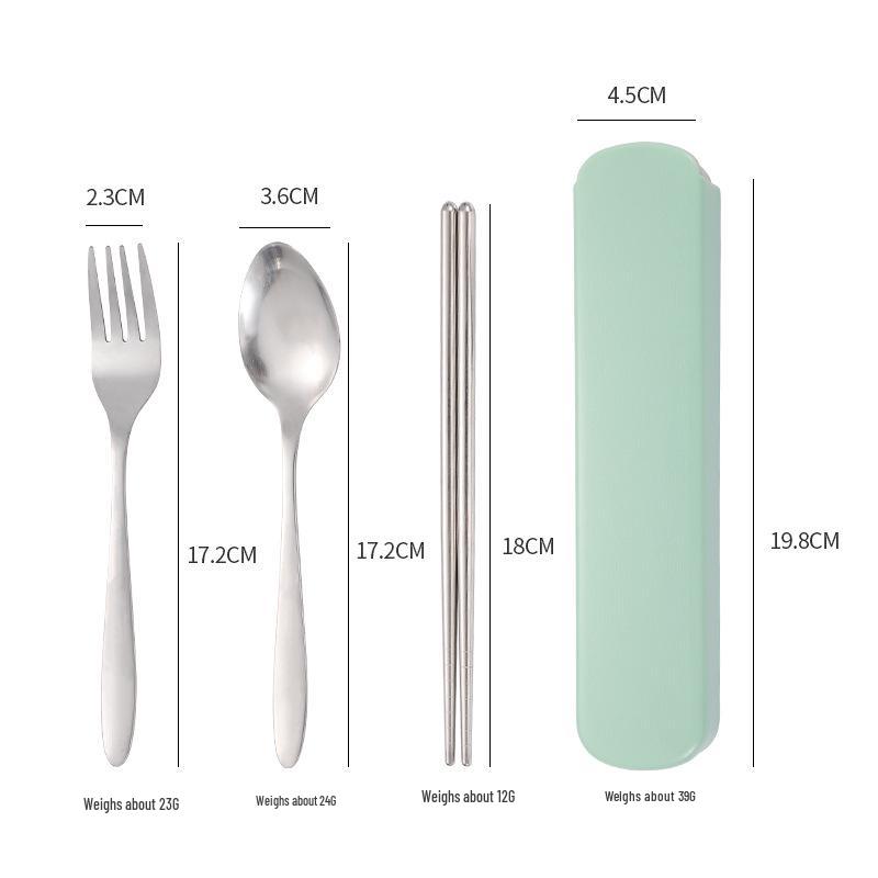 Portable Stainless Steel Cutlery Set: Fork, Spoon & Chopsticks - Ideal for Students & Outdoor Use
