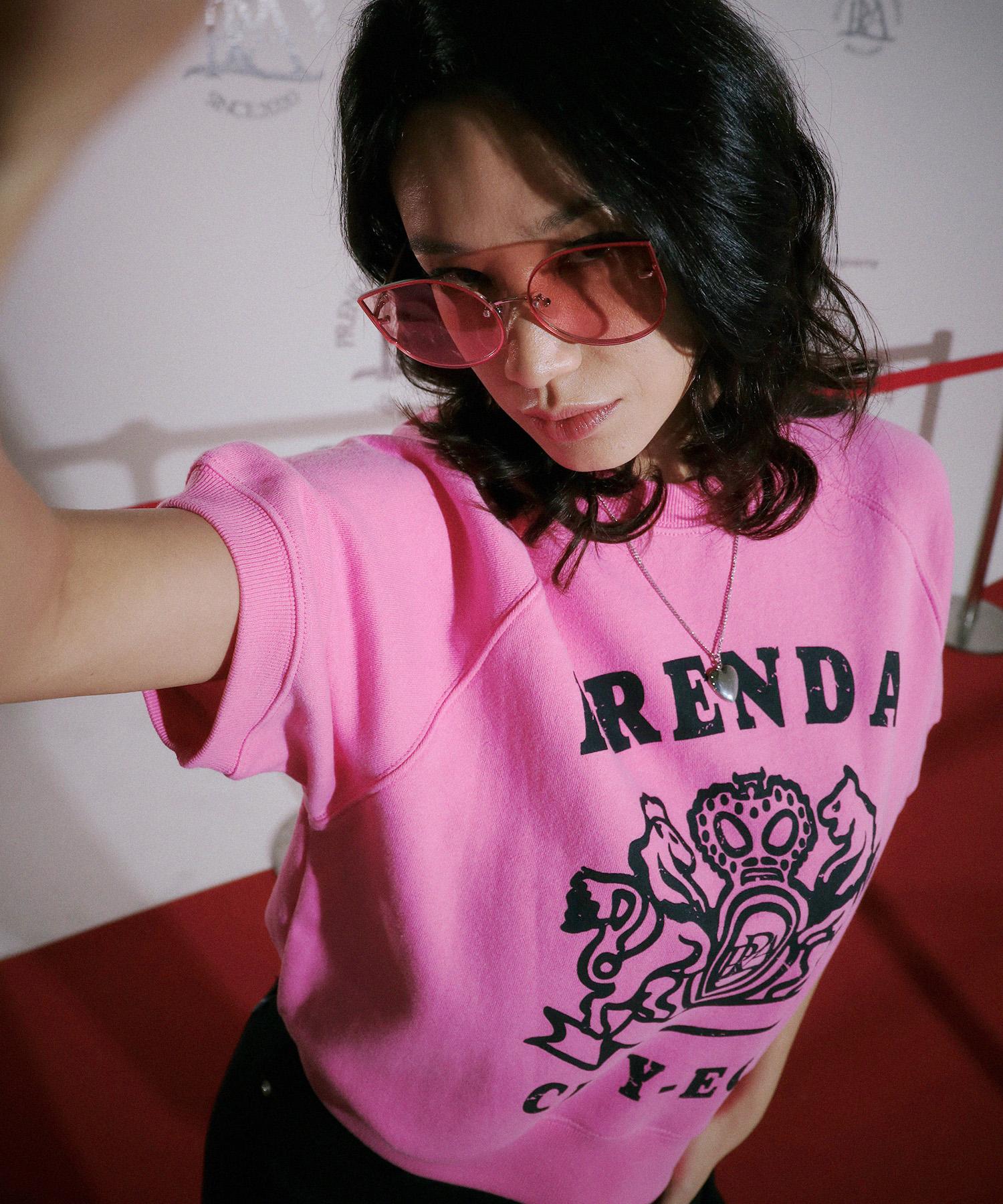Prenda Crop Raglan Crewneck Short-Sweat Pink Free