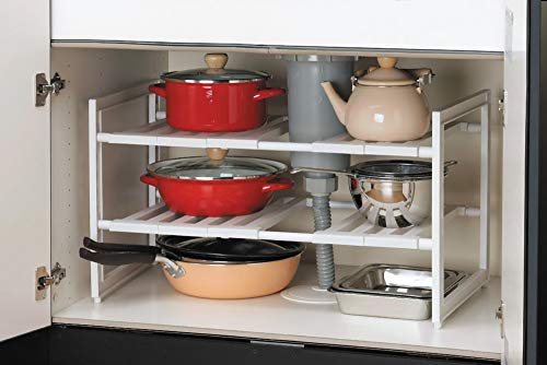 Pearl Metal Arrange-Free Under-Sink Space Rack, 2-Tier Wide, Expandable Type, H-5799