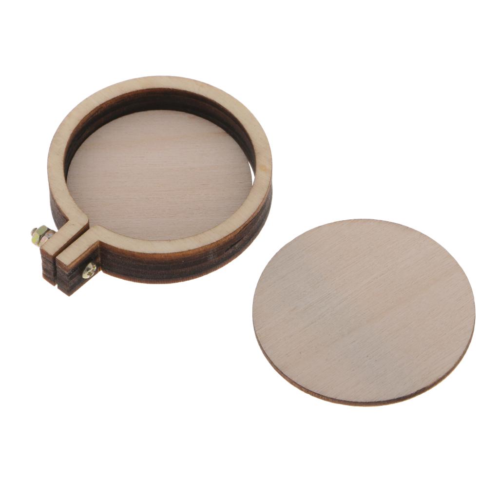 Wooden Mini Embroidery Hoop Pendant Round Frame DIY Craft Needlepoint Accessory Jewelry Embroidery for Arts and Gifts