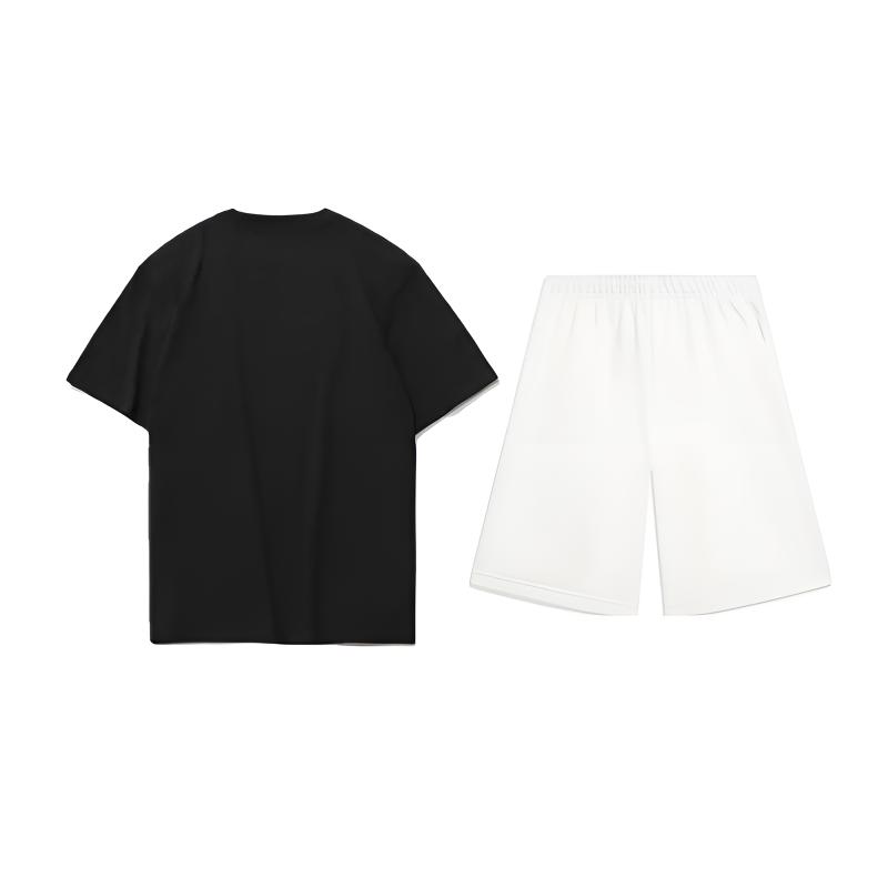 Li Ning Logo Letter Print Fashion Trendy Comfortable Round Neck Pullover Short Sleeve T-Shirt Casual Sports Suit Unisex Tops AHST791-1+AKST593-7