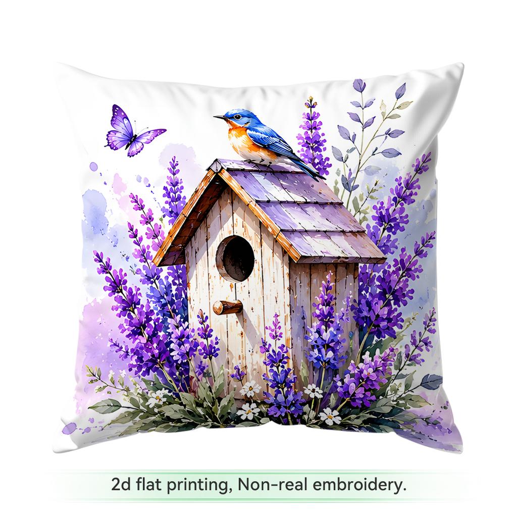Lavender Flower Language Series Cushions Pillowcase Polyester Cushion Cover Throw Pillow Pillowcover Home Car Sofa Decor
