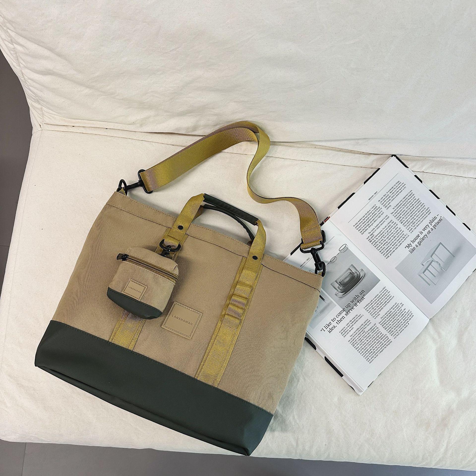 

Школьный рюкзак корейская версия, высококлассный ретро повседневный универсальный нейлоновый для пары, большой вместимости уличная сумка-мессенджер хаки