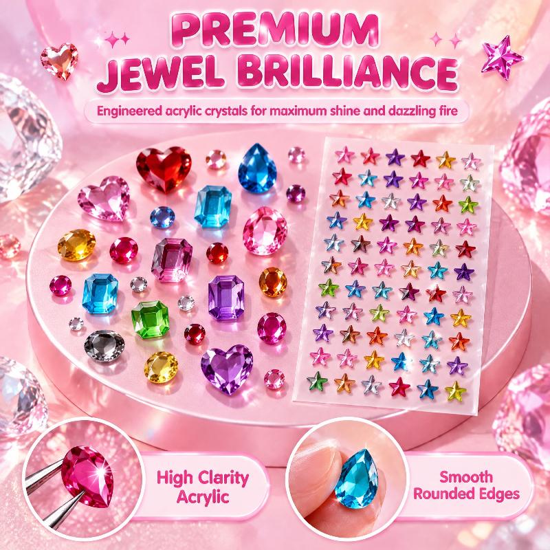 1Sheet Self Adhesive Rhinestone Jewelry Stickers On Face Gem Stickers Crystal Crafts Nail Body Makeup Card Making Craft Supplies