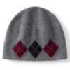 Retro Rhombus Plaid Knitted Cashmere Hat Women's Autumn and Winter Fashion Warm Ear Protectors Stacking Hat Big Head Circumference Cold-proof Hat