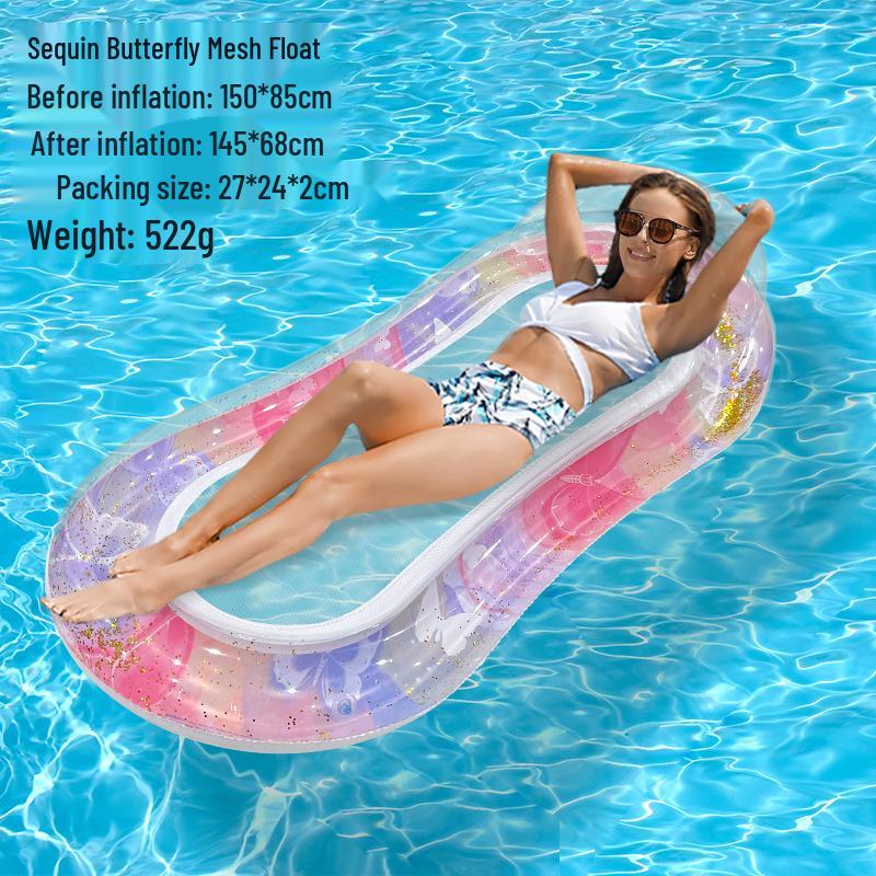 Inflatable Summer PVC Floating Bed with Sunshade and Backrest
