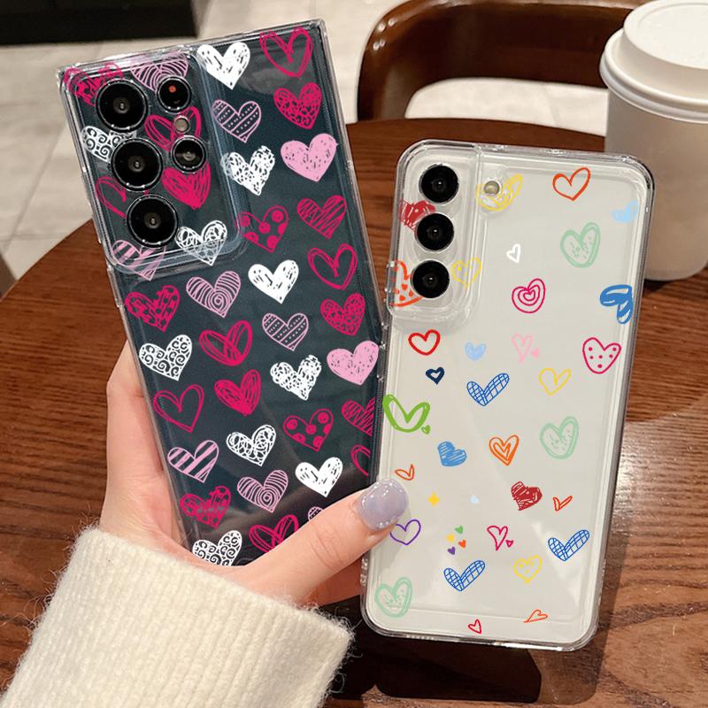 Pink Love Hearts Eye Case For Samsung Galaxy S26 Ultra S25 FE S24 S23 S22 A54 A15 A35 A55 A16 A36 A56 A17 A37 A57 5G Soft Cover