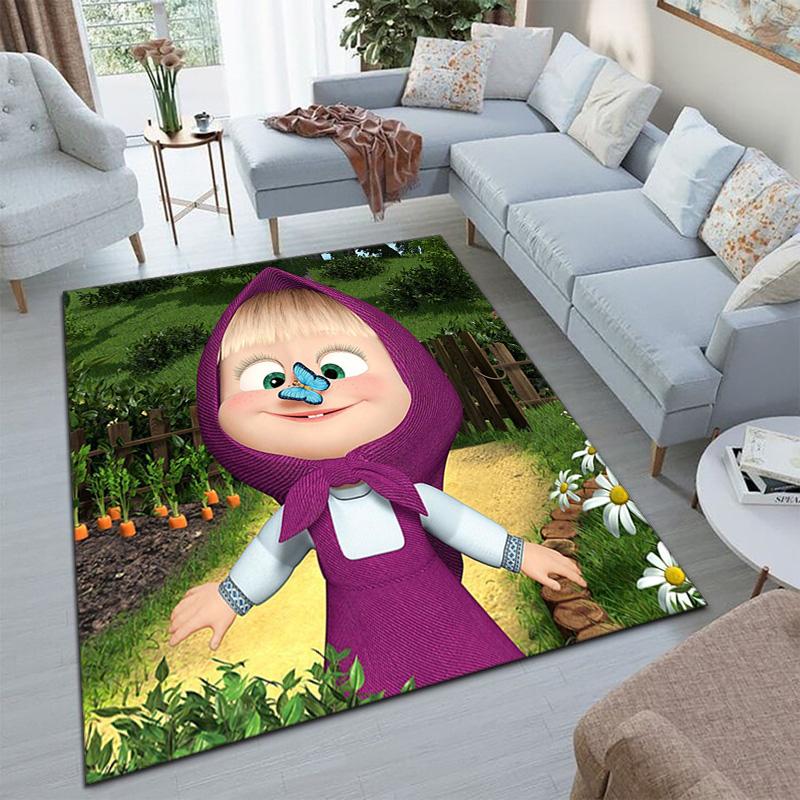 Russian animation Masha and the Bear Fairy Tale Cartoon Carpet Soft Home Living Room Bedroom Door Mat Outdoor Picnic Ground Mat rug T1