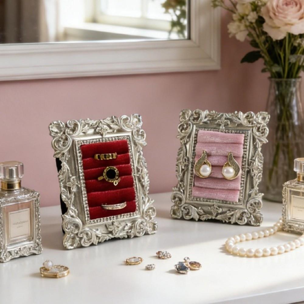Baroque Design Velvet Earring Tray Mini Jewelry Display Props Wedding & Birthday Gifts