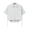 White Simple Solid Short Sleeve Shirt Women Shirts Gray F11W623410FGY