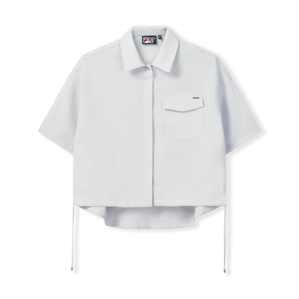 

FILA White Simple Solid Short Sleeve Shirt Women shirts Gray F11W623410FGY S