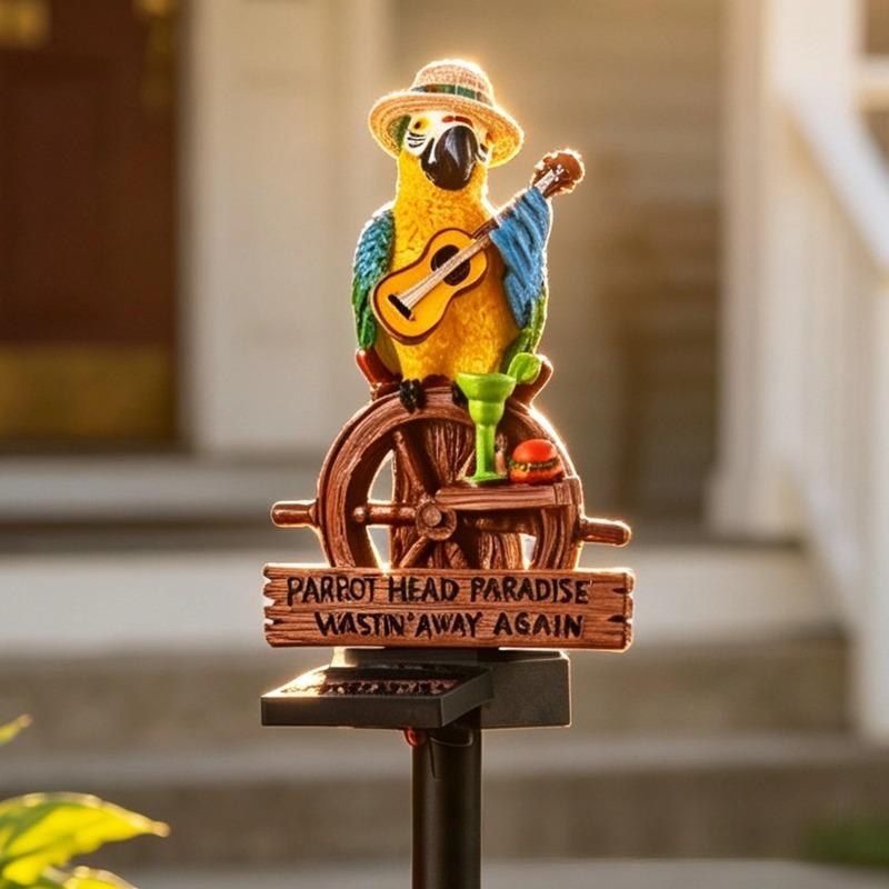 Solar-Powered Outdoor Parrot Stake Light Resin Waterproof Led Parrot Ornament Lamp Decorative for Lawn Backyard Party