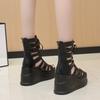 Fashion 2025 Korean Wedge Sandals Women's Summer New Fish Mouth Hollow Sandals Waterproof Platform 10cm Heightened Roman Sandals Boots