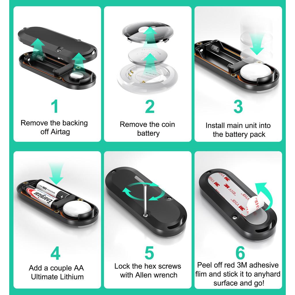 FONKEN For Airtag Charging Case Portable Magnetic Charging Case Waterproof Airtag Cover Extended Battery Case Battery Replacement