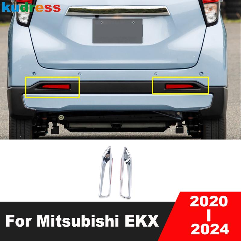 

For Mitsubishi EKX EK Cross 2024 Chrome Car Rear Fog Light Lamp Cover Trim Tail Foglight Bezel Accessories