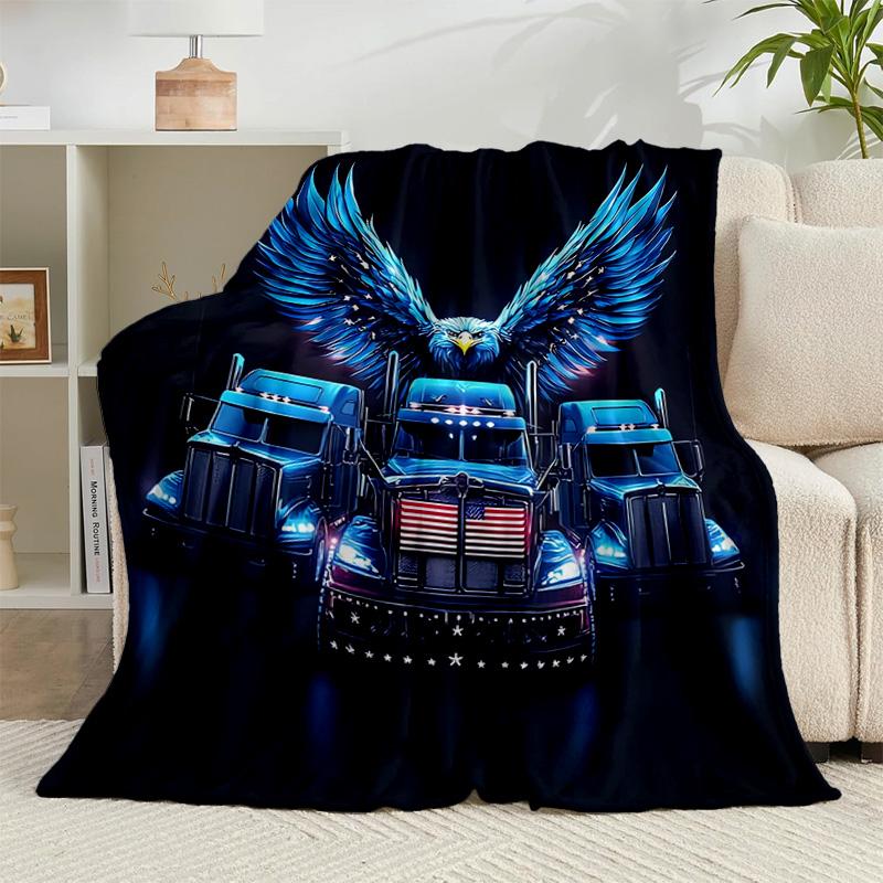 1PC Thunder Truck Journey Flannel Blanket Gift, Suitable for Both Men And Women, Soft Ideal for Beds And Sofa, Birthday Or Christmas Gift