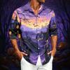 Men's Casual Long Sleeve Button Down Shirt Loose Fit Printed Pattern