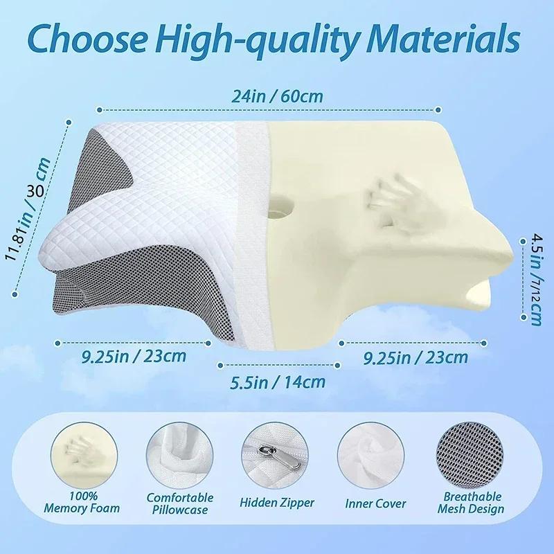 1pc Memory Foam Cervical Pillow Relaxing Cervical Slow Rebound Neck Pillow Pain Relief Sleeping Orthopedic Pillow Beding care