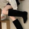 2025 Autumn and Winter New Square Head Tall Tube Inner Slope Heel Suede Thin Boots But Knee Knight Women's Boots