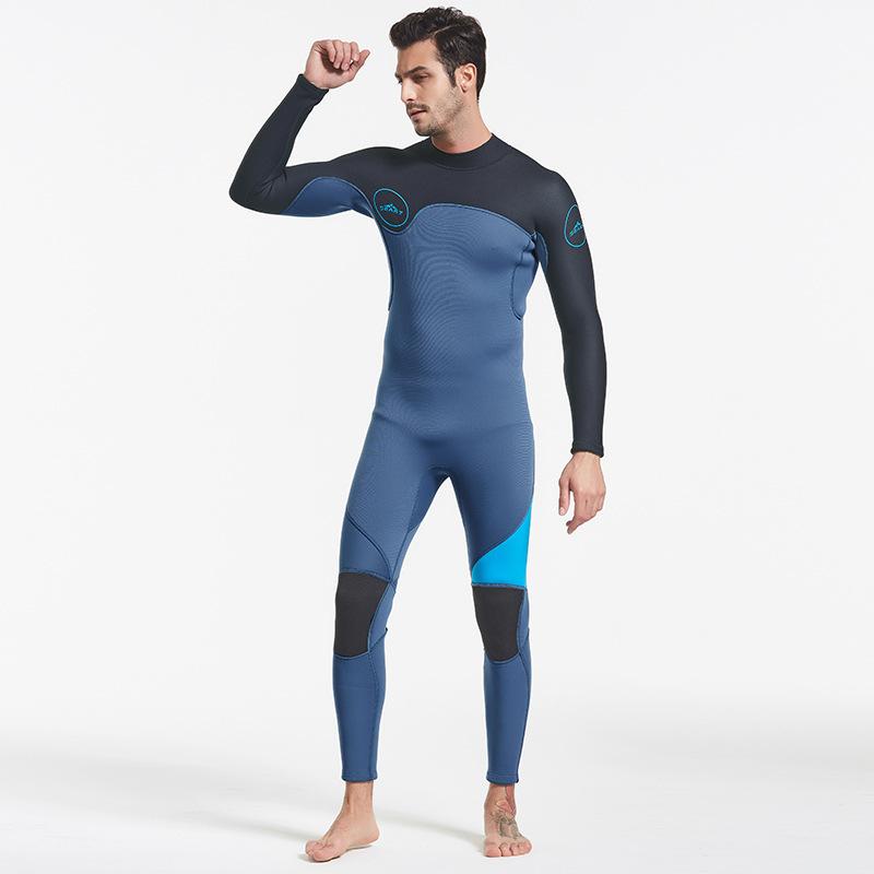 Men One Piece Wetsuit 3mm Neoprene Front/Back Zip Wetsuit Keep Warm UPF 50+ Full Body Long Sleeves Dive Suit for Surf Water Sports Diving Canoeing