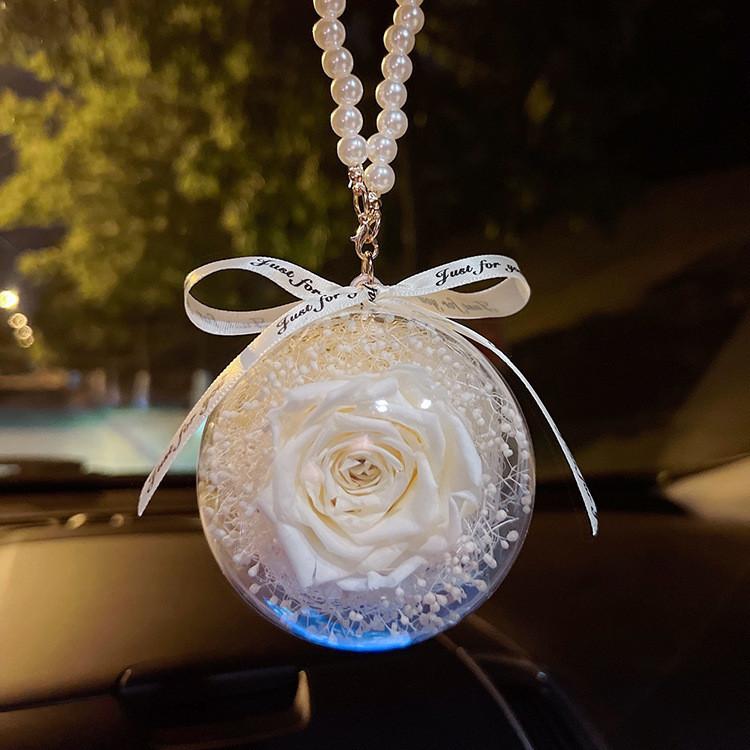 Eternal Flower Rose Ball Car Pendant In Various Colors Stylish Car Interior