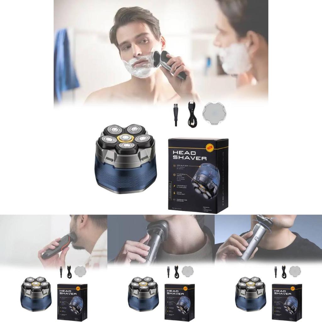 Electric Shaver With Magnetic Rotation Heads Rechargeable For Men Grooming