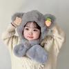 Winter children's hats, scarves, integrated hats, velvet and thickened cartoon two-piece sets, cute and cute boys and girls ear hats.