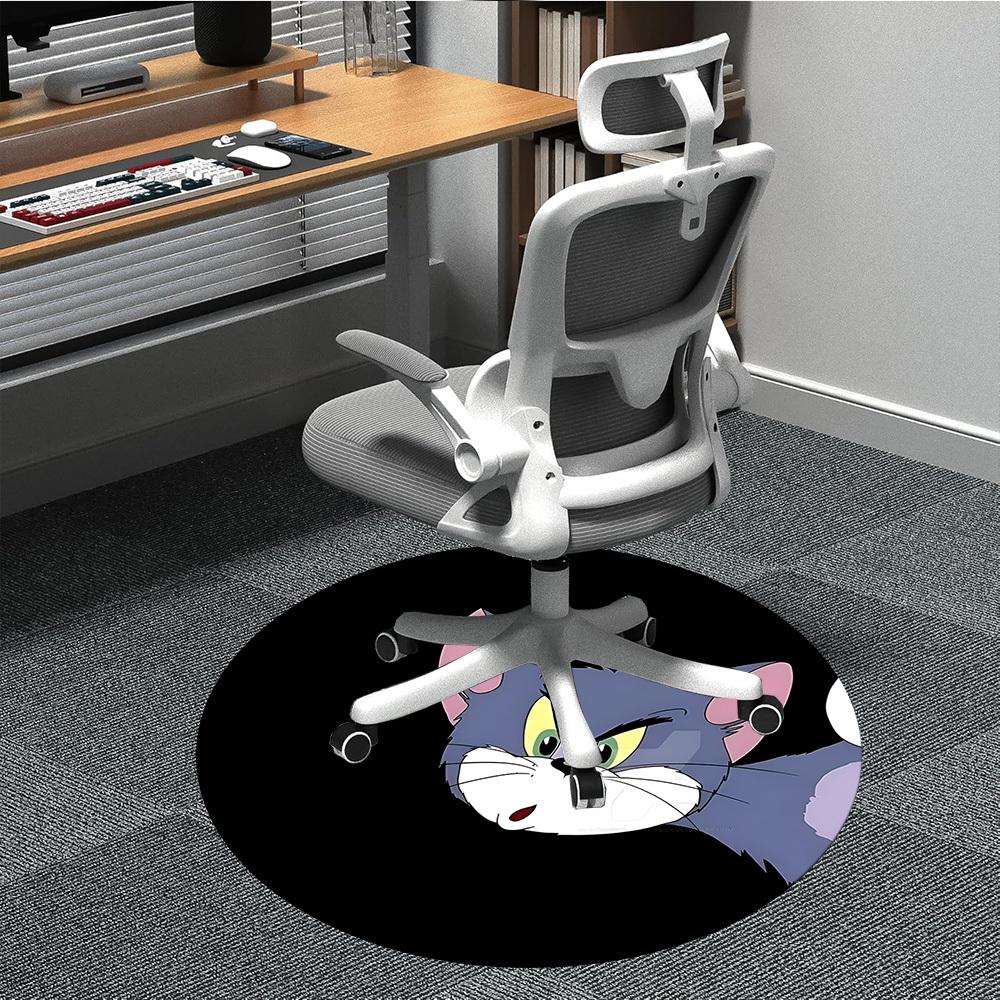 

1PC Tom Cat Office Round Rug, Non-slip, Soft and Durable Office Rug for Interior Decoration, Perfect for Office, Beautiful Decoration 80cm