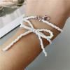 Korean Fashion Knotbow Choker Necklace for Girl Trendy Romantic Handmade Rice Beads Short Neck Jewelry Gift for Friend