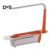 Telescopic Sink Storage Rack Large Capacity Adjustable Design Ventilated Hollow Kitchen Sink Drain Rack with Towel Hanger