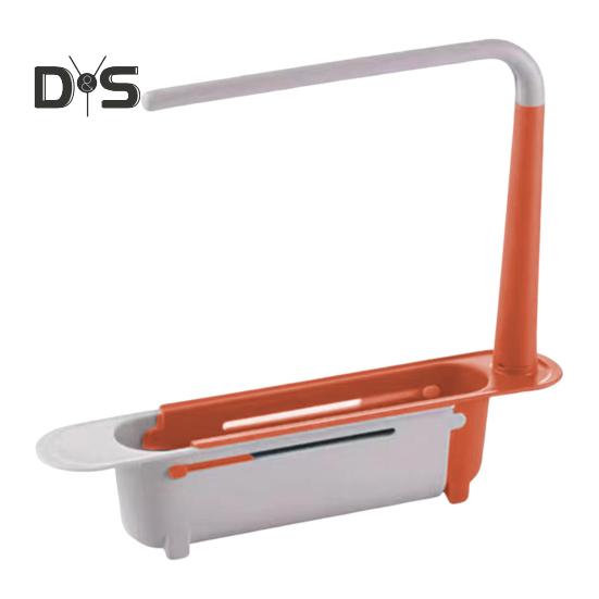 Teleskopický úložný stojan na dřez Velkokapacitní Nastavitelný design Větraný Dutý Odkapávač na kuchyňský dřez s držákem na ručníky