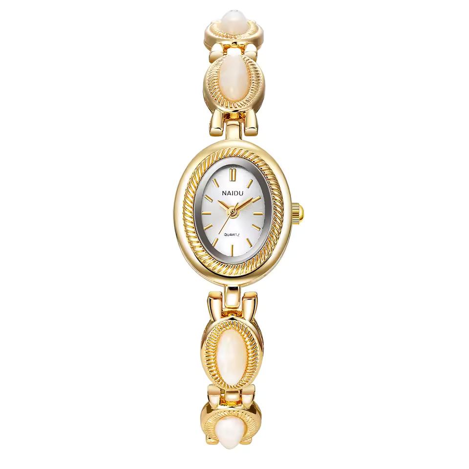 1Pc Women's Gold Vintage College Style Fashion Ladies Watch Suitable for Daily Wear