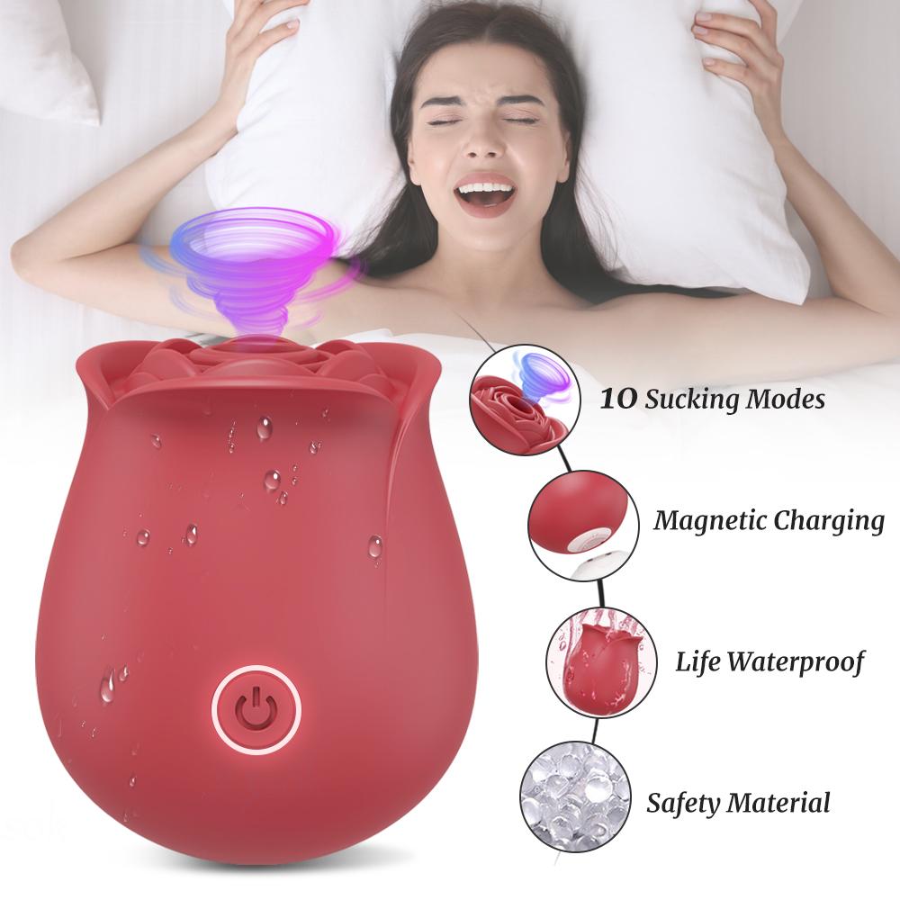 Powerful Rose Vibrator Toy for Womans Clitoris Sucker Vacuum Stimulator Nipple Oral Sucking Sex Toy for Adults Female