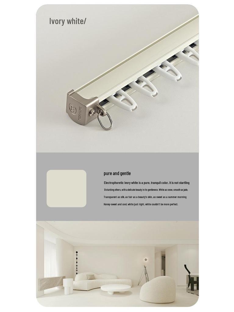 Double Track Silent Glider Curtain Rail, Aluminum Alloy, Top Mount