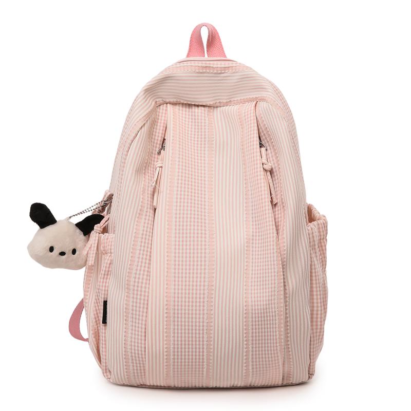 Large Capacity Women's Backpack Striped Student Schoolbag