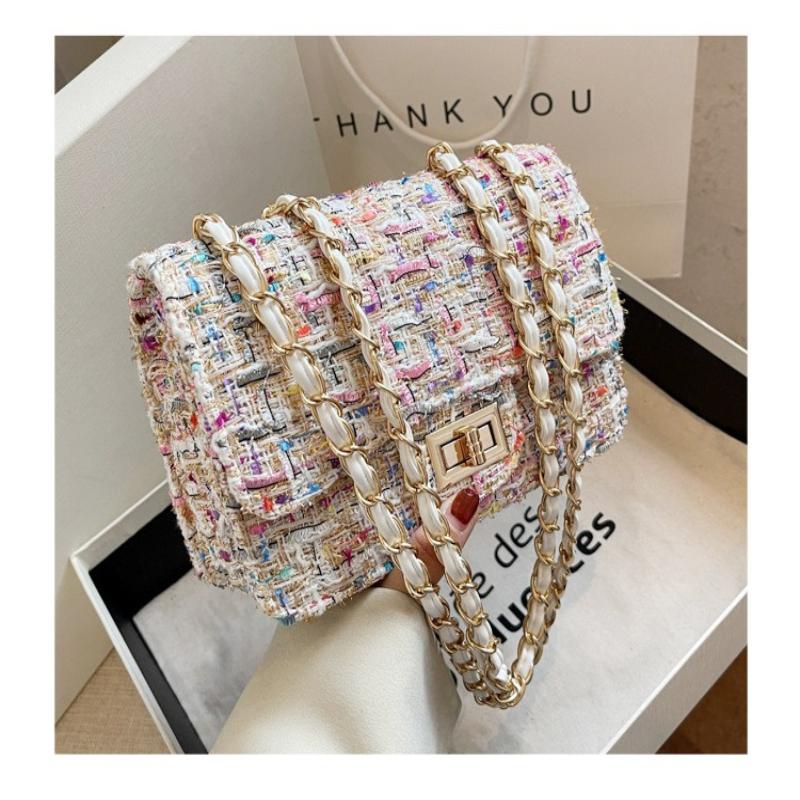 1Pc Xiaoxiangfeng Woolen Bag Women's Bag New Trendy Popular Korean Version Fashion Versatile Chain Single Shoulder Messenger Bag