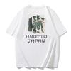 Fashion Trend  Crocodile Warrior Anime Fun Printed Tee Short Sleeve 100% Cotton Men T Shirt Casual Loose Oversized Y2k Tops
