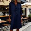 Summer Dress for Women Casual Ruffle Trim V-Neck A-Line Midi Dress Long Sleeve Vacation