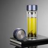 Custom Engraved Double-Layer Borosilicate Glass Tea Cup with Screw Cap
