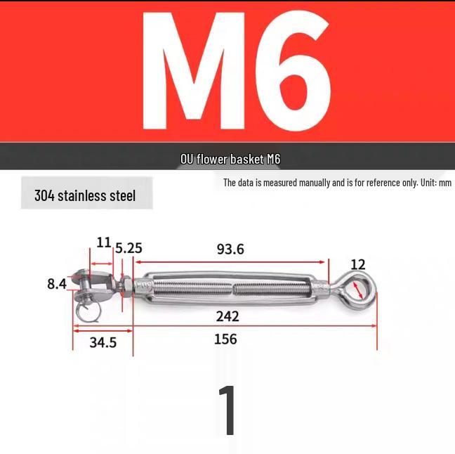Stainless Steel Eye Bolt & Turnbuckle Tensioner (304 CU/UU Type) for Rope Tightening