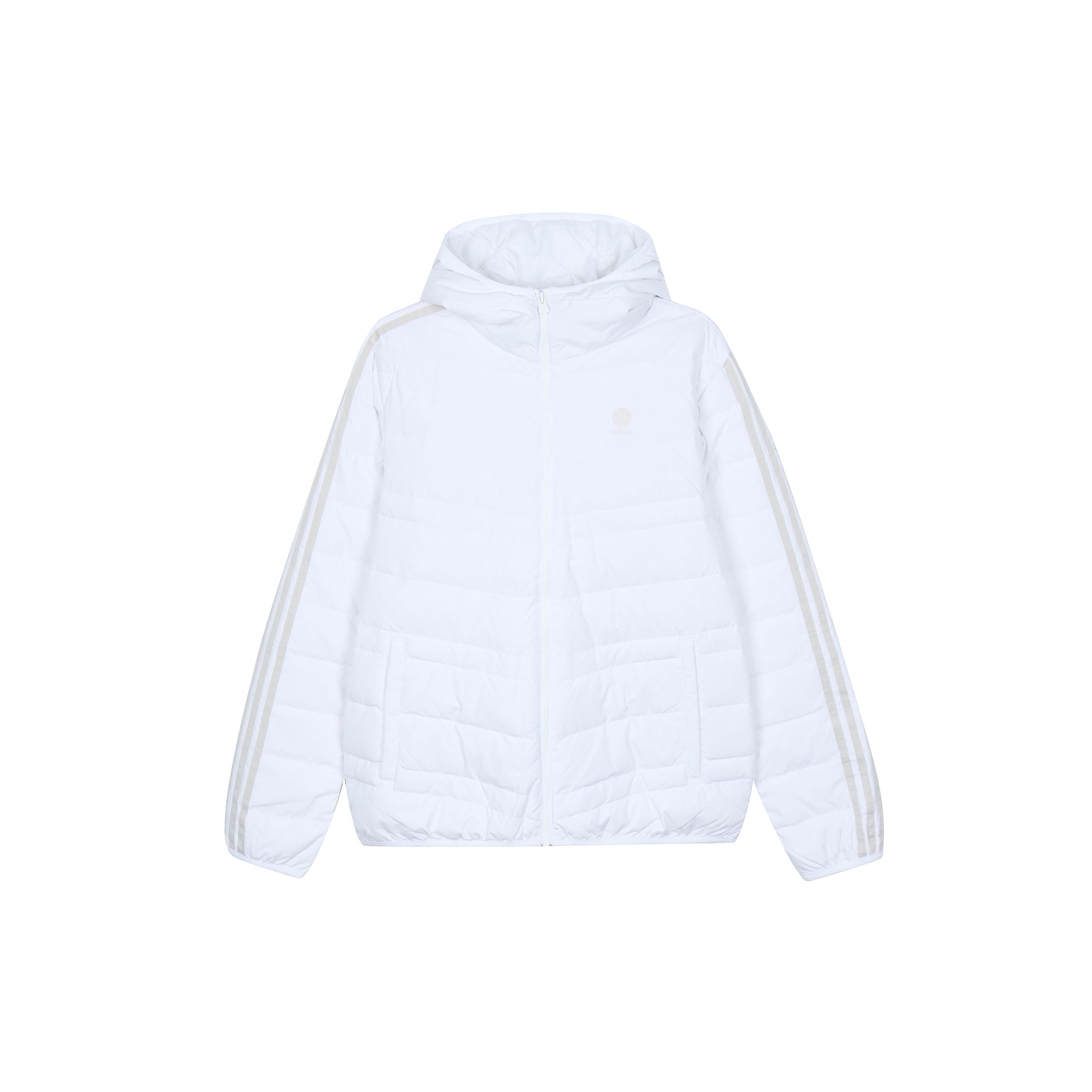 

Adidas Neo однотонный пуховик на молнии с капюшоном и трехполосным логотипом бренда, верхняя одежда унисекс, белый HN4792 L