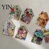 Metal Cabinet Magnets Vintage House Refrigerator Magnet, Colorful Fairy Tale Town Magnetic Fridge Decoration Kitchen Accessories Lockers Decorative