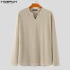 INCERUN Men Stand Neck Long Sleeve Texture Striped Casual Pullover Tops